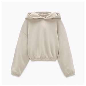 ZARA Beige Cropped Hoodie